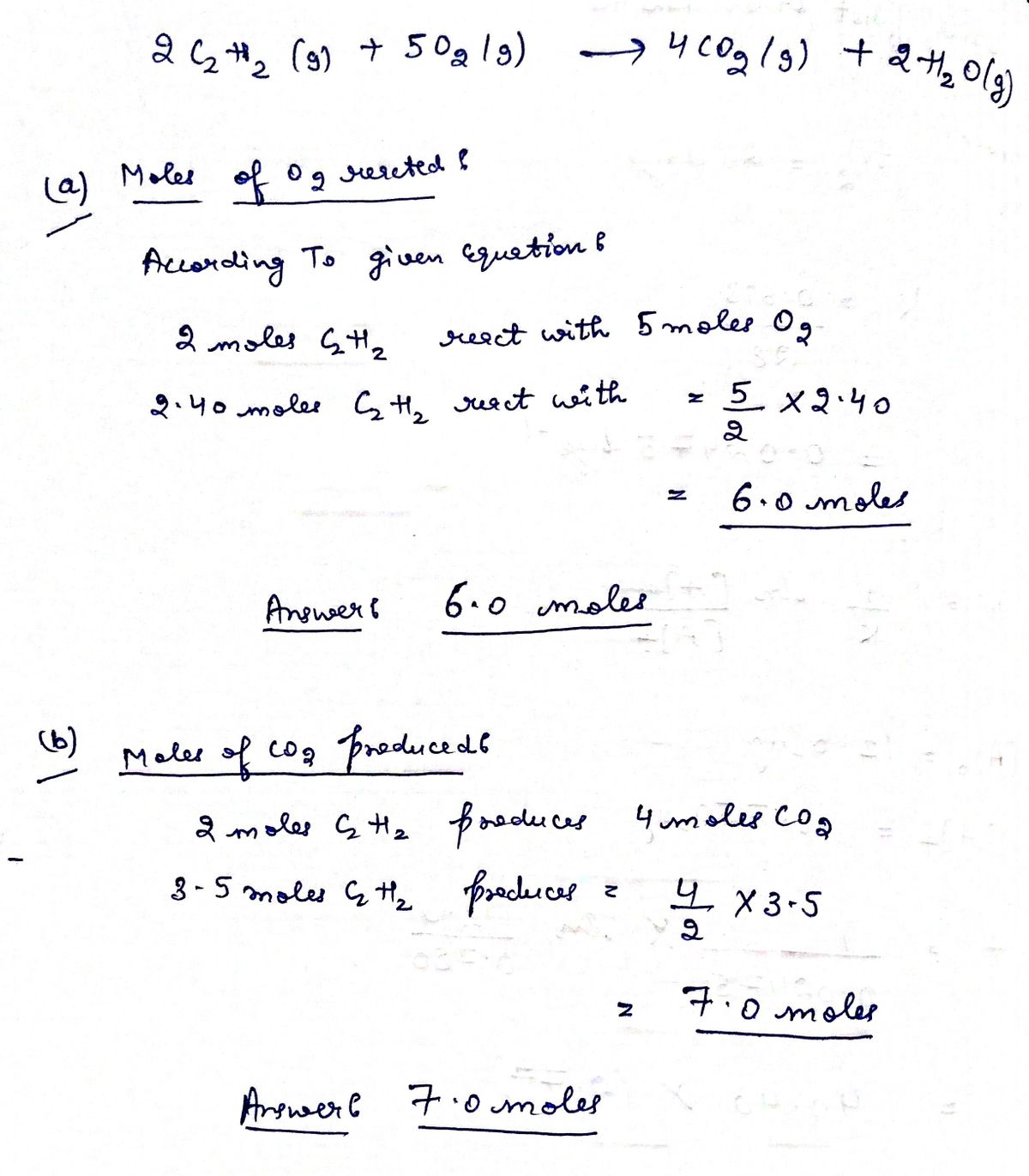 Answered 2C2H2 g 5O2 g 4CO2 g 2H2O bartleby